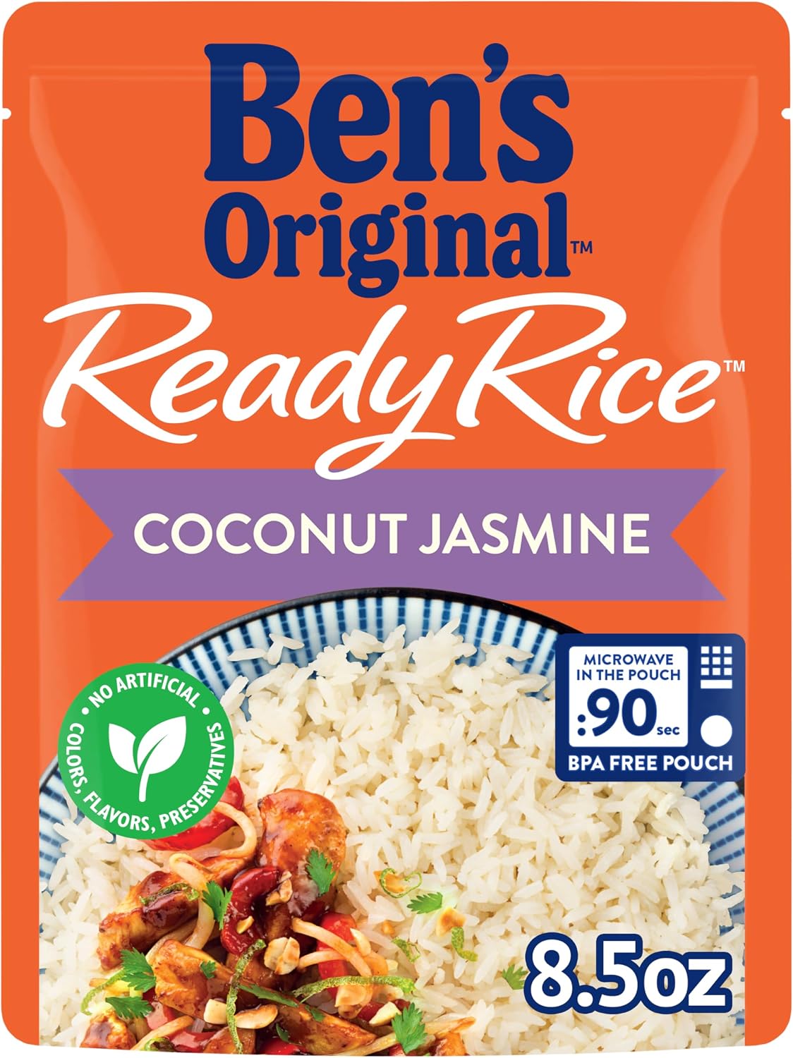 BEN'S ORIGINAL Ready Rice Coconut Jasmine Flavored Rice, Easy Dinner Side, 8.5 oz Pouch