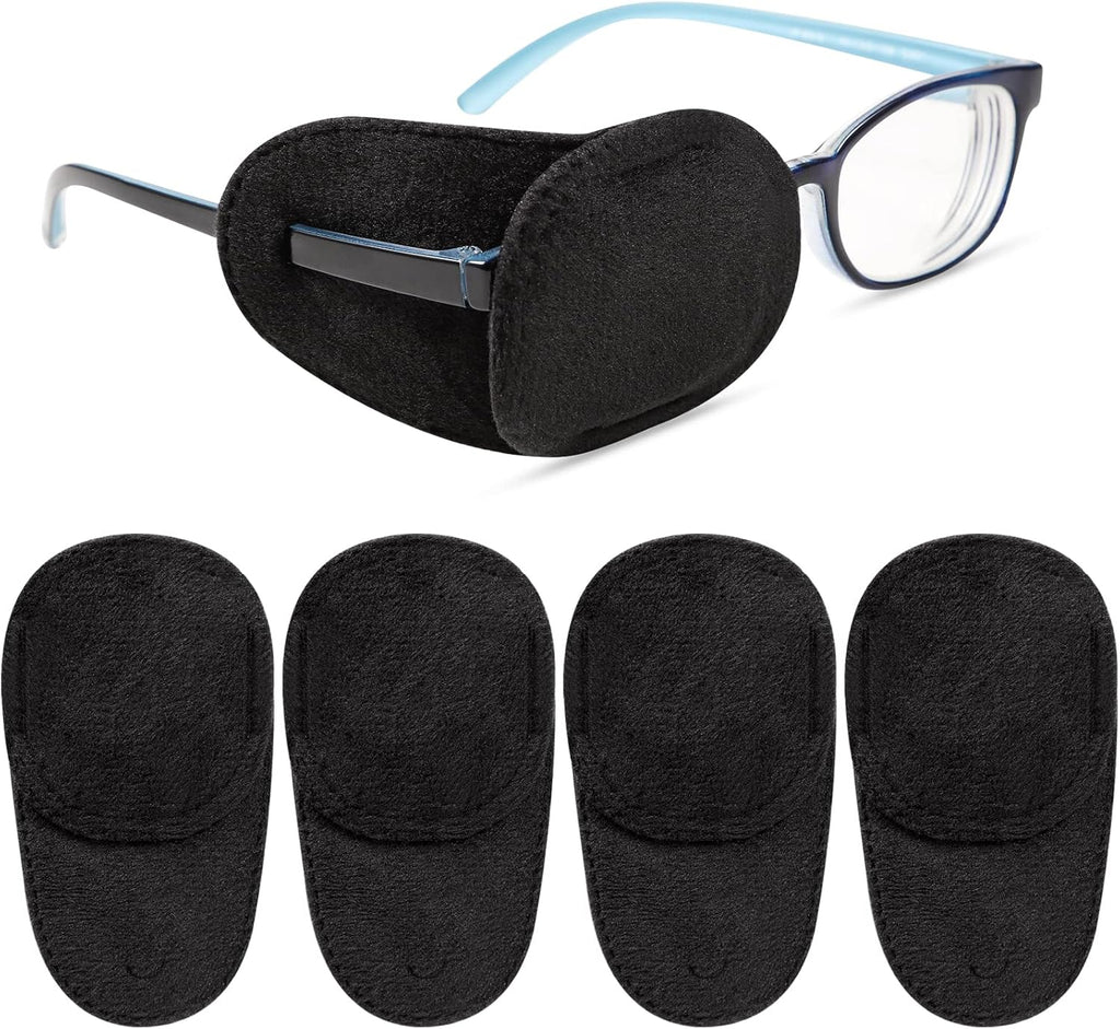4 Pack Eye Patches for Kids Girls Boys, Right & Left Eye Patch for Glasses, Lazy Eye Patch for Children Treating Lazy Eye Amblyopia Strabismus and After Surgery… (Blue) (Blue) (Black)