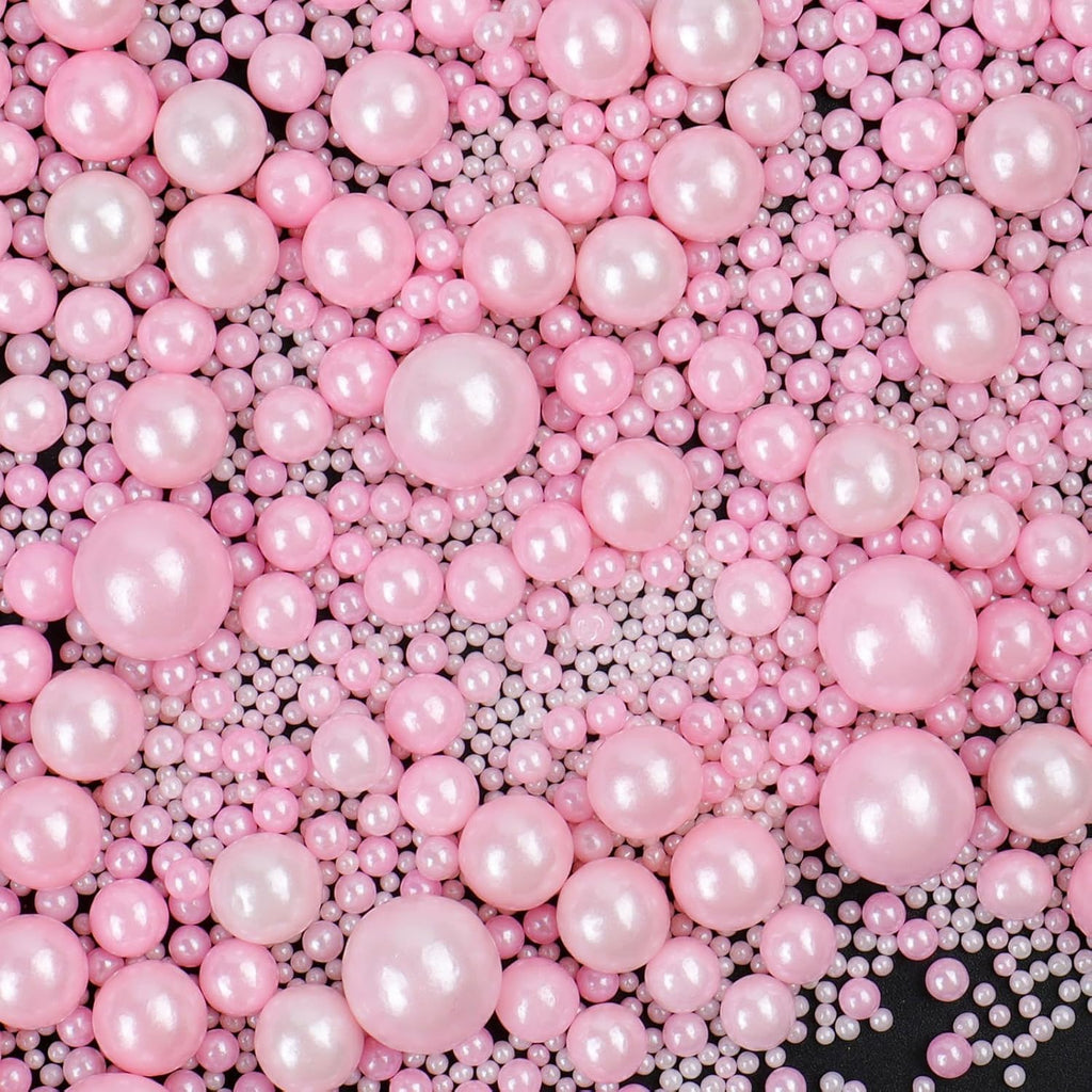 Pink Sprinkles for Cake Decorating, 130g/4.6oz Edible Light Pink Pearl Sprinkles Mix, Sugar Candy Pearls for Baking, Cookie Decorations and Cupcake Toppings, Wedding Party Valentines Supplies