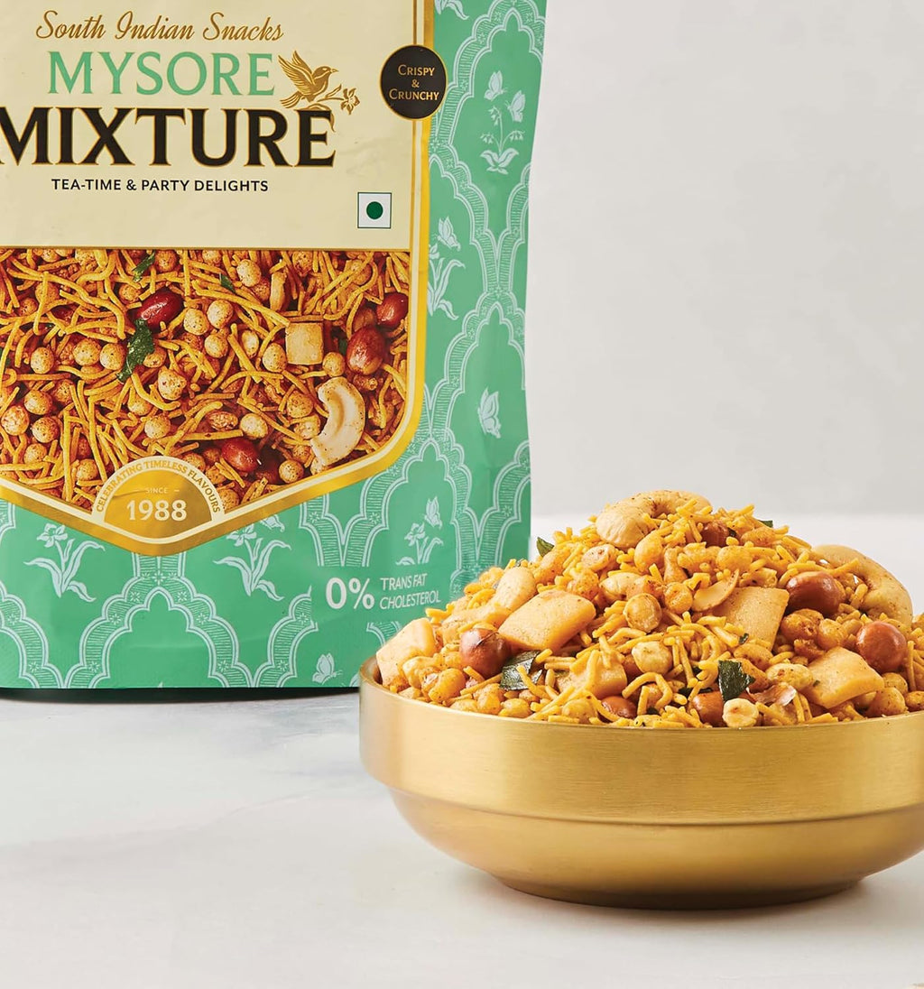 Sakkare Mysore Mixture | South Indian Savory Snack Mix (Namkeen) | Crunchy, Spiced, Anytime Tea-Time Snack | 6 oz (170 g) Pouch