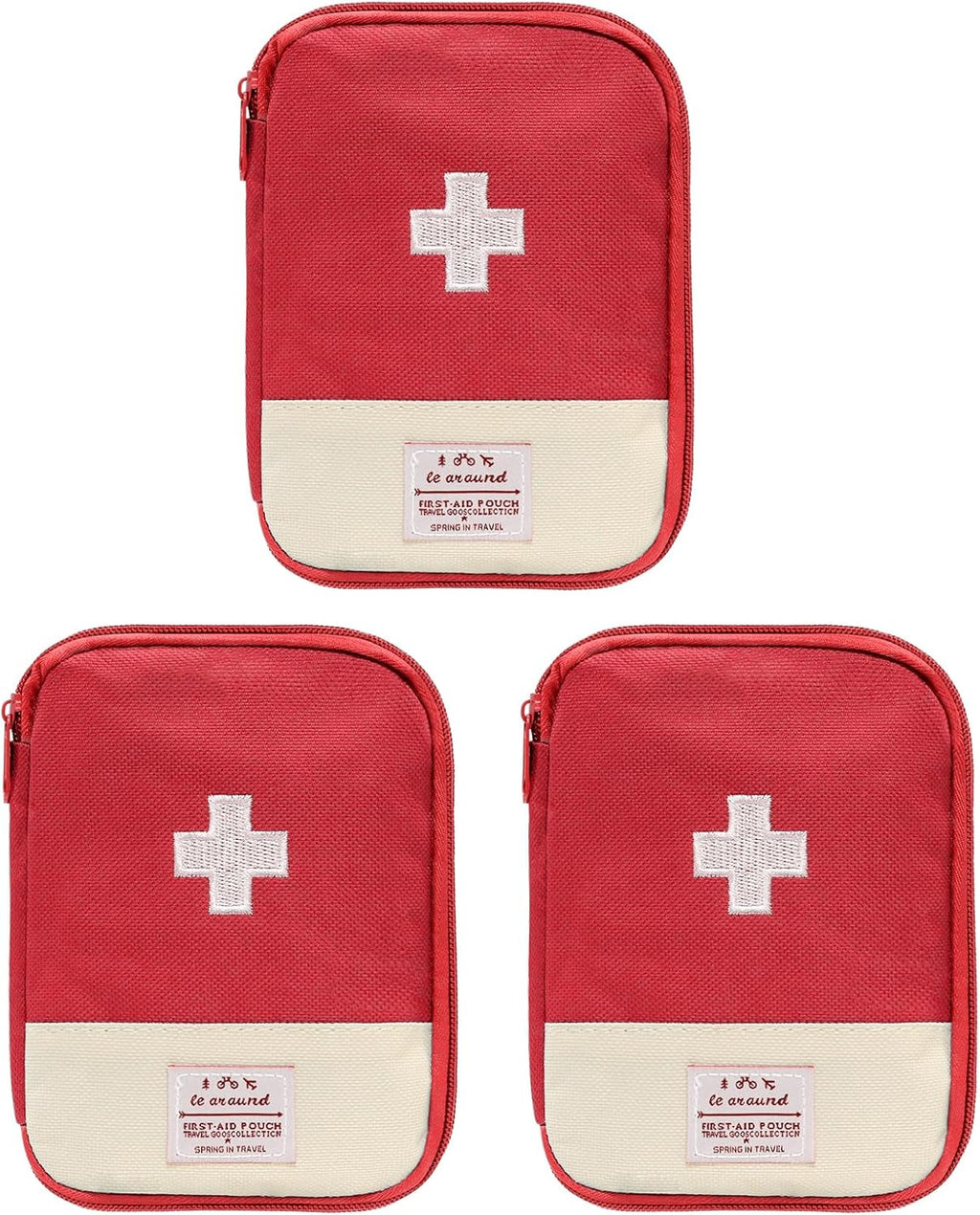 Faylapa 3 Pcs Mini Empty First Aid Bag, 7x5 inches Mini Portable Medical Pouch, Travel Emergency Multifunction Emergency Storage Bag for Hiking, Home, Travel, Camping, Outdoor, Car, Office(Bag Only)