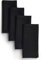 D'Moksha Homes Black Linen Napkins Set of 4 - Classic Hemstitch 100% Pure Linen Hemstitch Dinner Napkins 20 x 20 Inch for Spring - Handcrafted and Machine Washable
