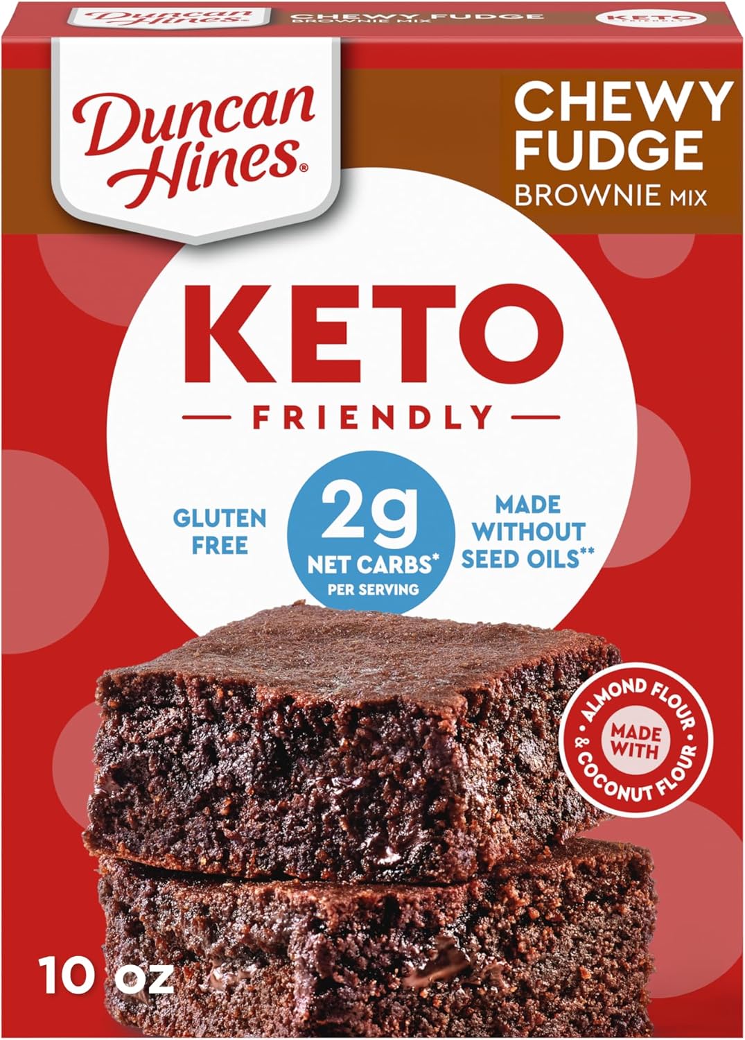 Duncan Hines Keto Friendly Chewy Fudge Brownie Mix, Gluten Free, 10 oz.
