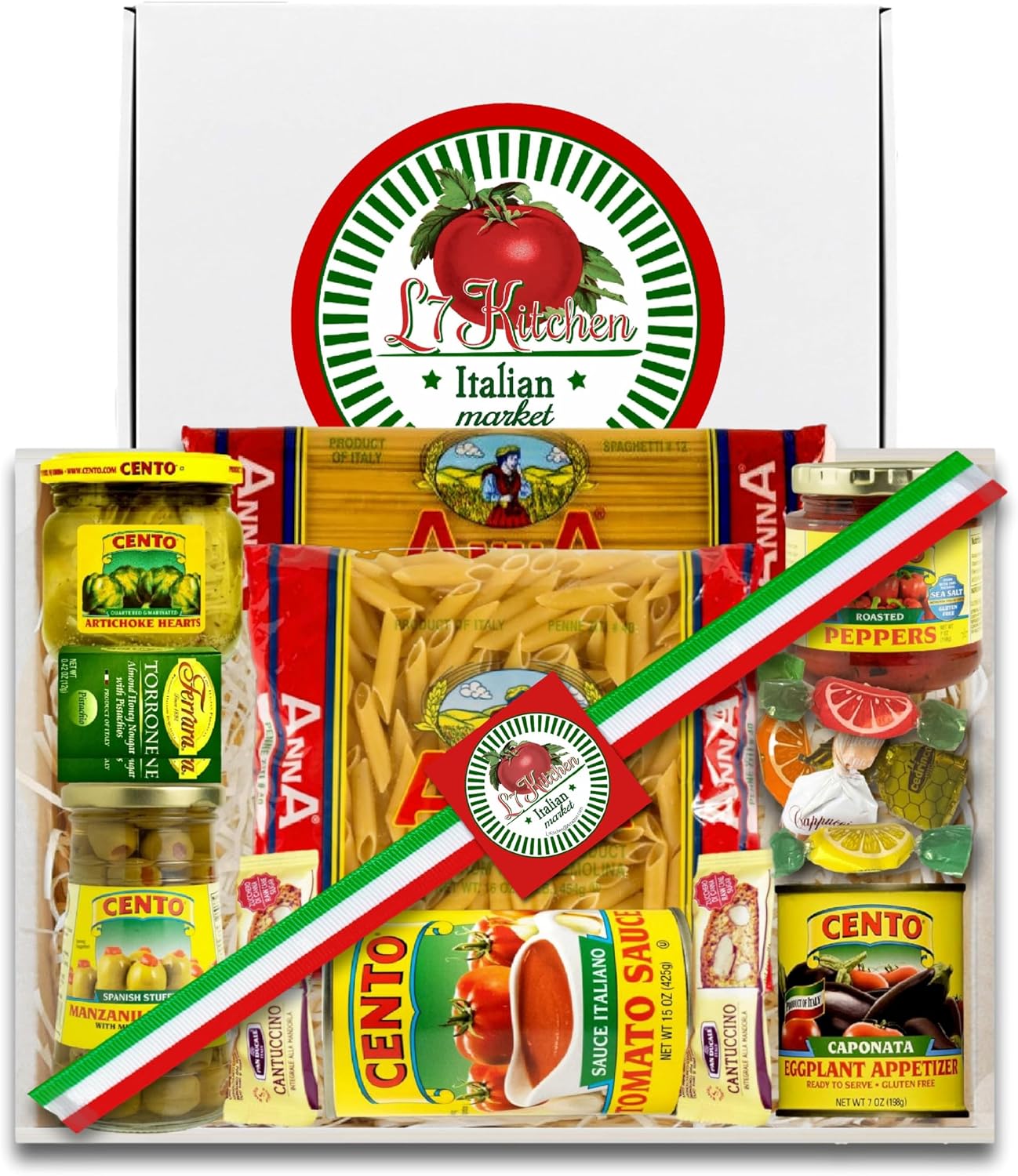 Family Style Imported Italian Gift Basket with Pasta, Sauce, Antipasto and More