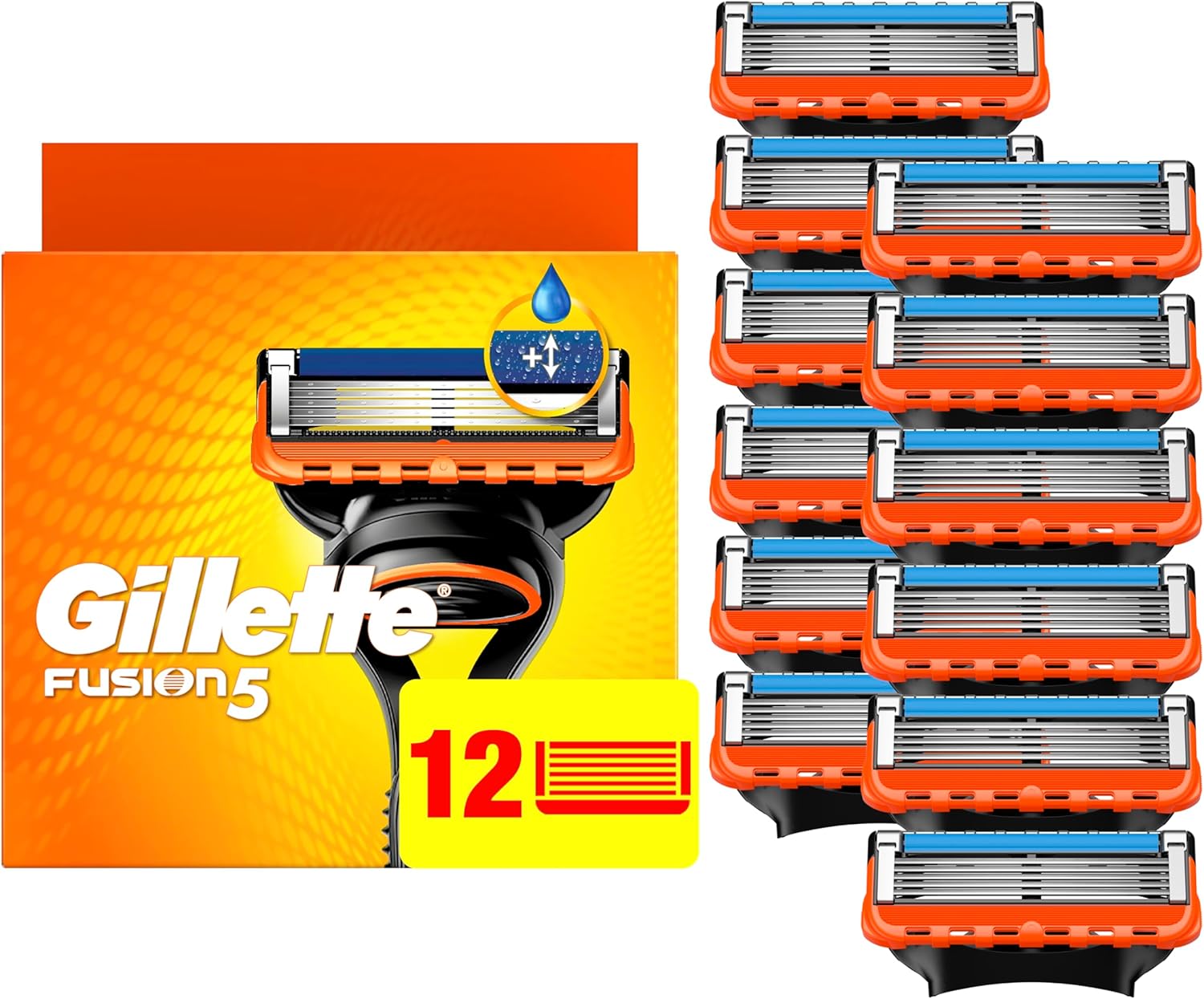 Gillette Fusion5 Razor Blade Refills for men- 12 Count – 5-Bladed with Lubrication Strip and Precision Trimmer