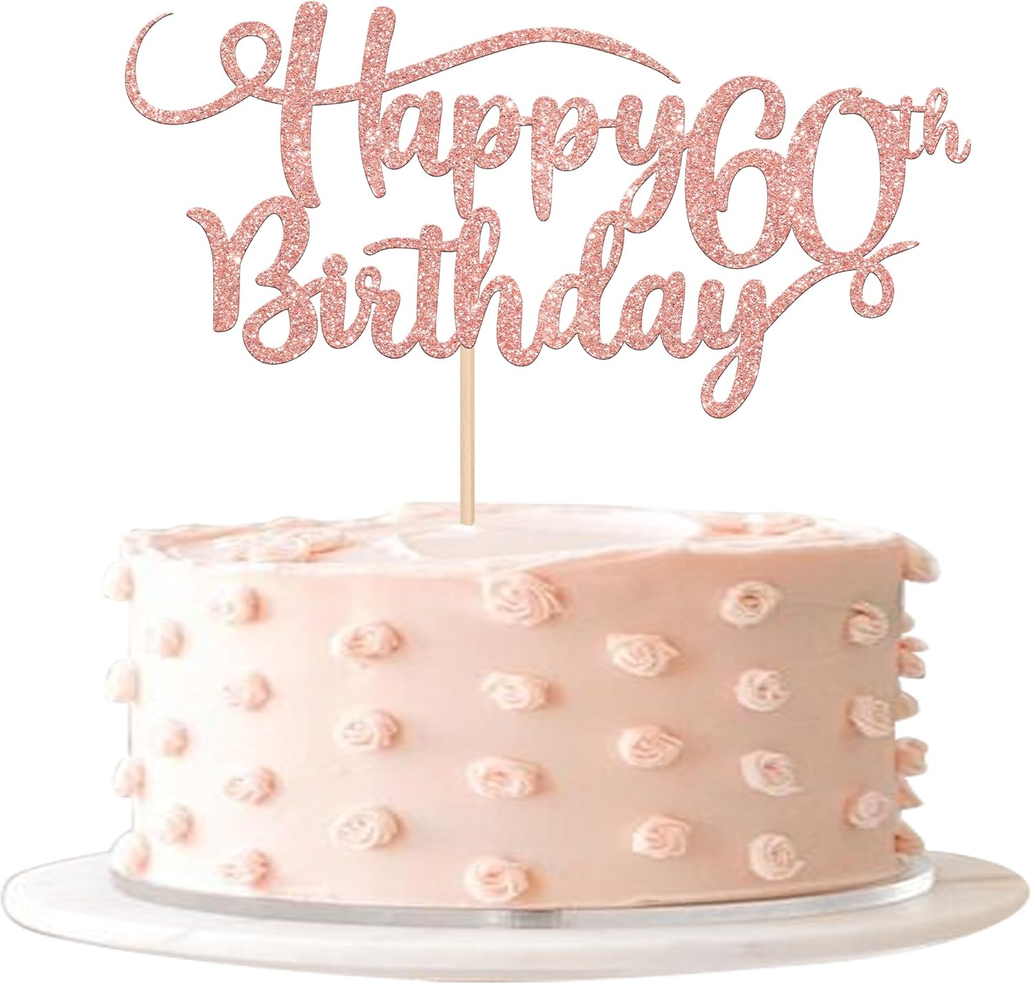 Rsstarxi 1 Pack Happy 60th Birthday Cake Topper Rose Gold Glitter Cheers to 60 years Cake Pick 60th Birthday Decorations for Women 60 Fabulous Birthday Celebrating Anniversary Party Supplies.