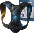Dr. Arthritis Doctor Developed Posture Support/Posture Correct/Stabilizer/Back Brace & Handbook - Fully Adjustable for Upper & Lower Back Pain. Suitable for Men & Women (Black, M)