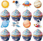 40Pcs Space Cupcake Toppers, Solar System Galaxy Universe Planets Cupcake Picks Outer Space Cake Topper Picks for Kids Birthday Baby Shower Party Cupcakes Toppers Decorations