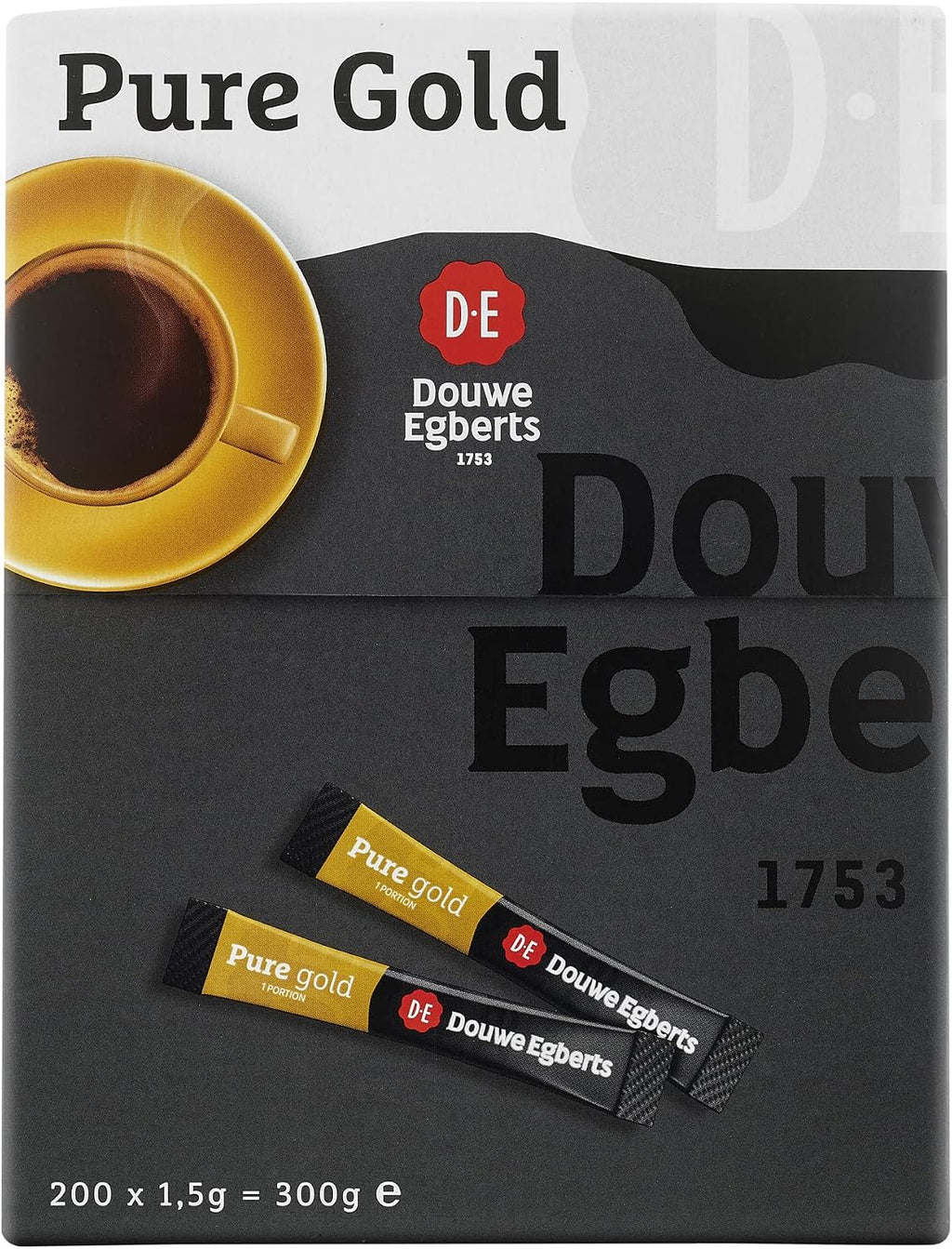 Douwe Egberts Pure Gold Instant Coffee Sticks, 200x1.5g, 200 portions