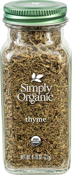 Simply Organic Whole Thyme Leaf, 0.78 Ounce Jar, Woodsy, Herbaceous, Plesantly Aromatic Thyme, Non GMO, NO ETO's, Kosher
