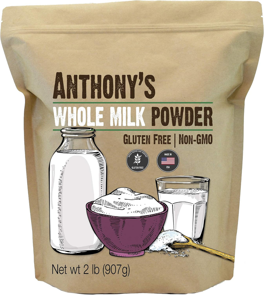 Anthony's Whole Milk Powder, 2 lb, Gluten Free, Non GMO, Made in USA