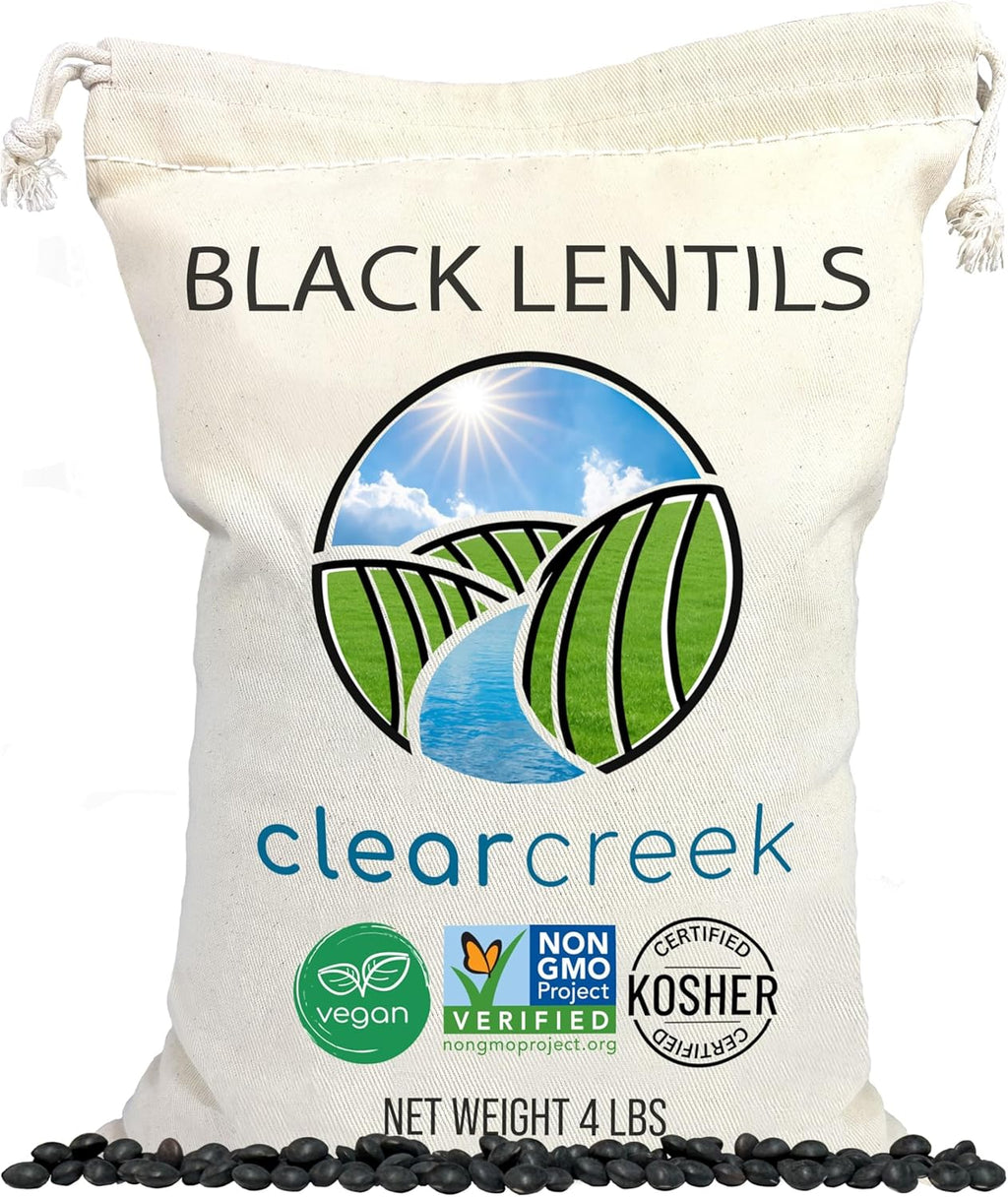 CLEAR CREEK Black Lentils | Caviar or Beluga Lentils | 4 lbs | Non-GMO | Kosher | Vegan | Non-Irradiated