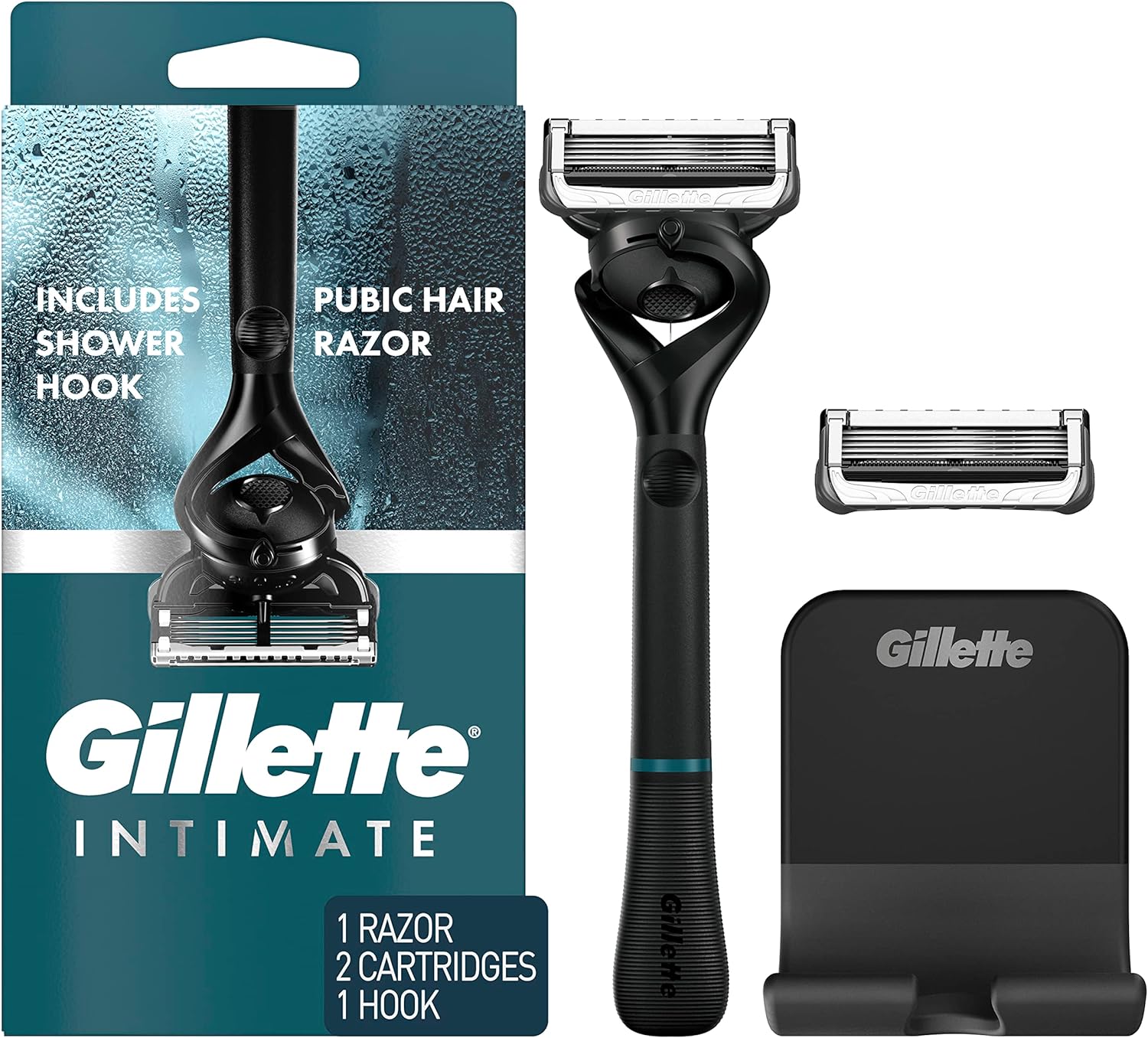 Gillette Intimate Razor for Men, Men’s Pubic Razors for Manscaping, Gentle and Easy to Use, Designed For Pubic Hair, 1 Handle, 2 Blade Refills