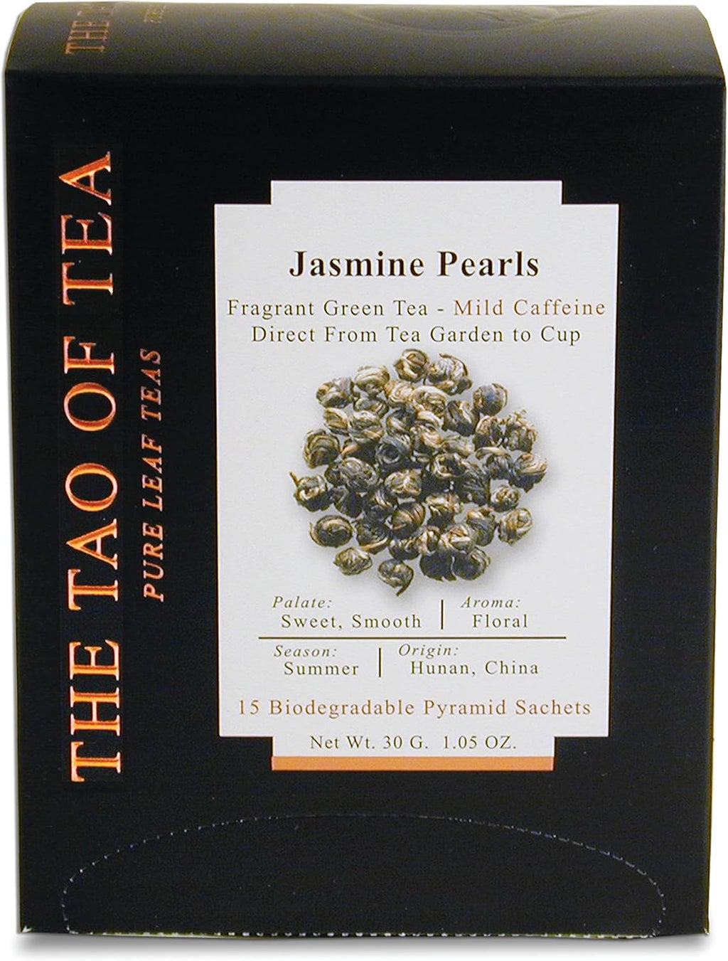 The Tao of Tea Jasmine Pearls Box Pyramid Sachets, 1.05 Ounce, Box of 15 Sachets