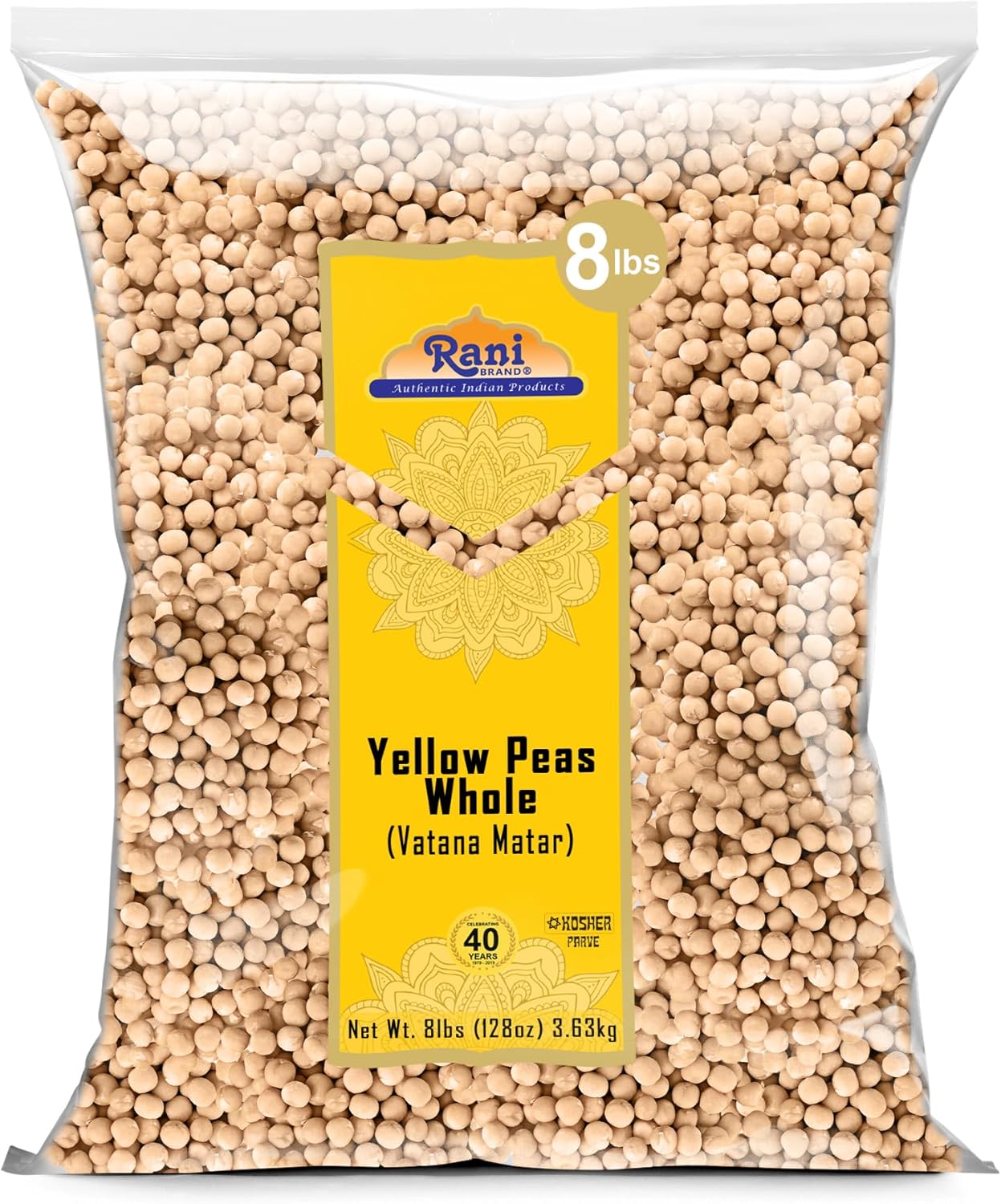 Rani Yellow Peas Whole, Dried (Vatana, Matar) 128oz (8lbs) 3.63kg Bulk ~ All Natural | Vegan | Gluten Friendly | Product of USA