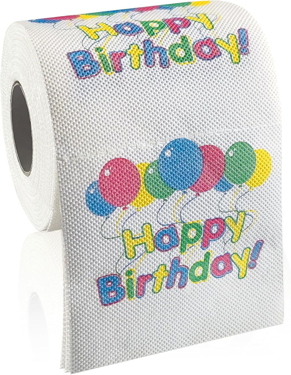 Happy Birthday Toilet Paper Decorations - 3-Ply Funny Gift Roll with 'Happy Birthday' Print & Balloons - Novelty Gag Gift for Party Supplies
