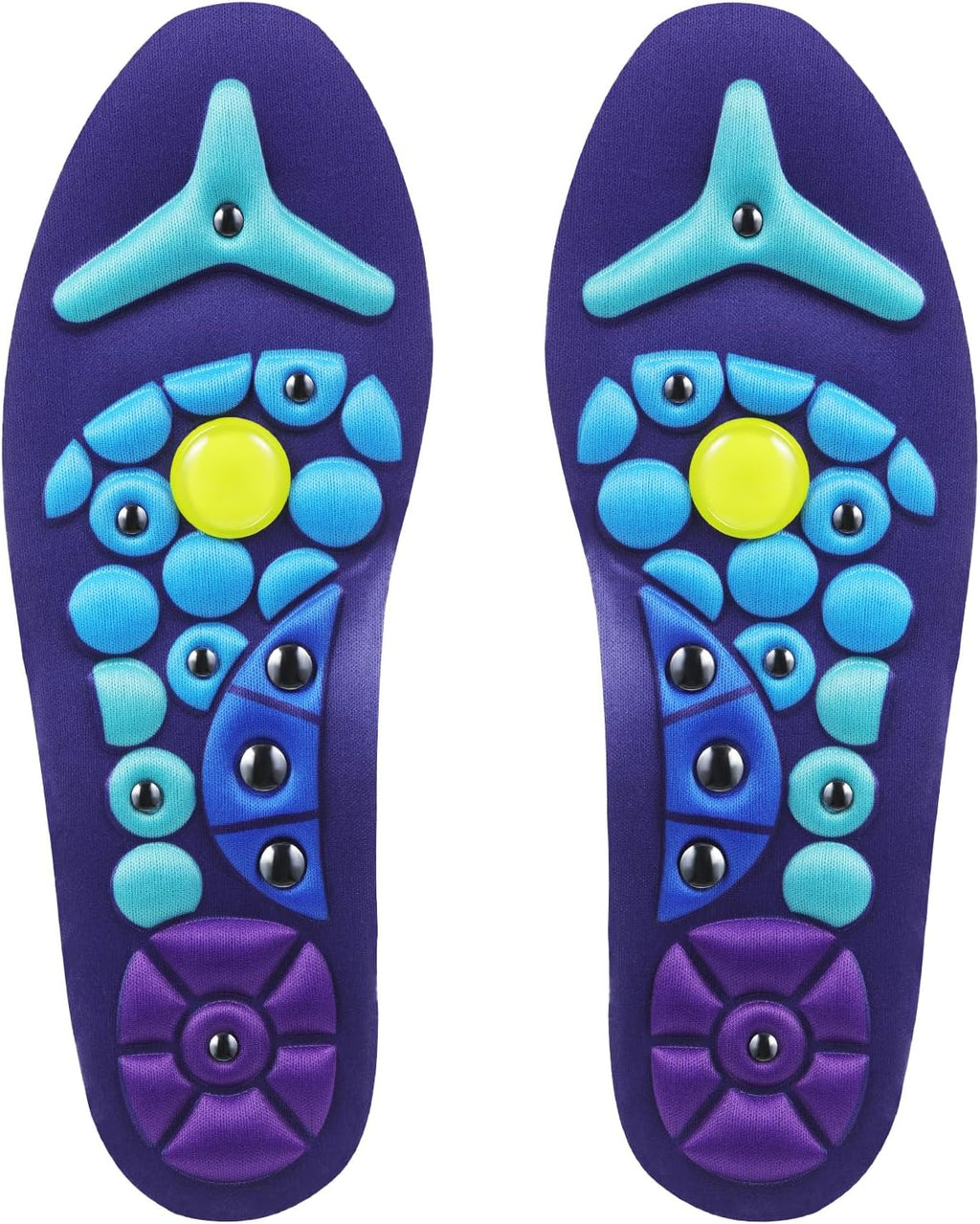 Acupressure Magnetic Insoles Orthopedic Massage Insoles with Magnetic Technology Shock Absorption Arch Support Helps Blood Circulation and Relieve Fatigue(Blue,S(Men 4-7/women 5-8))