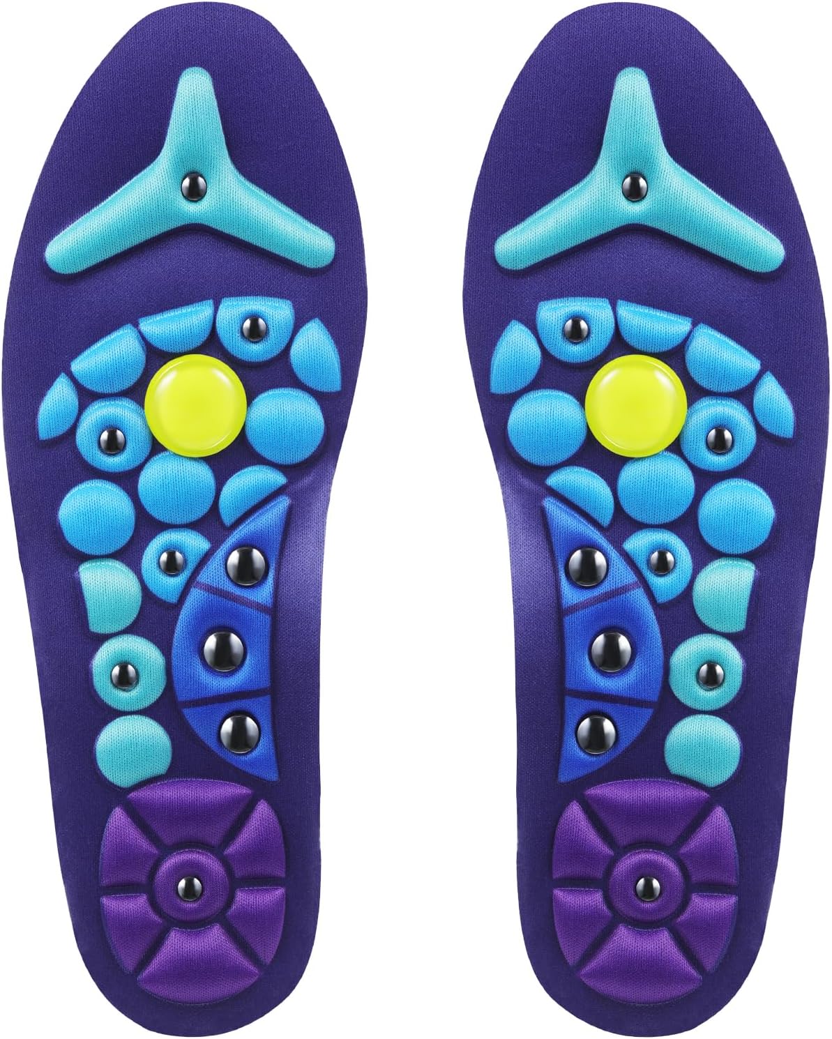 Acupressure Magnetic Insoles Orthopedic Massage Insoles with Magnetic Technology Shock Absorption Arch Support Helps Blood Circulation and Relieve Fatigue(Blue,S(Men 4-7/women 5-8))