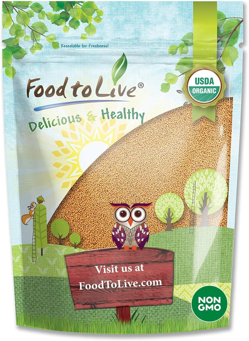 Food to Live Organic Yellow Mustard Seeds, 1 Pound Non-GMO, Whole Dried Spice, Vegan, Kosher, Bulk, Spicy, Pungent Flavor. High in Selenium, Fiber for Pickling, Homemade Dips, Dressings, Marinades
