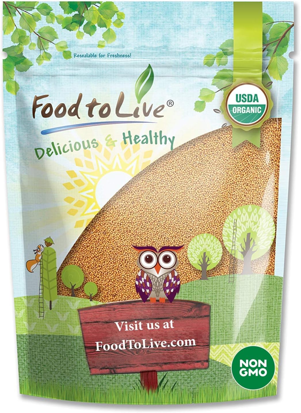 Food to Live Organic Yellow Mustard Seeds, 1 Pound Non-GMO, Whole Dried Spice, Vegan, Kosher, Bulk, Spicy, Pungent Flavor. High in Selenium, Fiber for Pickling, Homemade Dips, Dressings, Marinades
