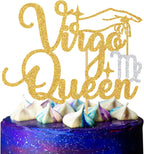Miss Onederful Virgo Queen Cake Topper, Virgo Season/12 Zodiac Constellation Theme Cake Decor, Big Virgo Energy Birthday Party Decoration Supplies for Women, Gold Glitter