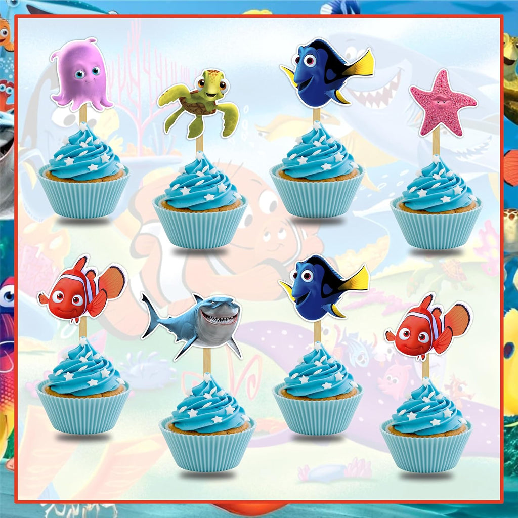 "Findng Nmo Cupcake Topper | Ocean Theme Party Decor | Underwater Birthday Celebration | Fun Cake & Cupcake Decorations | Perfect for Sea-Themed Events"