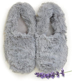 warmies Microwaveable House Slippers for Women - Womens Shoe Sizes 6-10 - Plush, Soft & Fuzzy Indoor Slippers with Backs & Non-Slip Memory Foam Soles - Cozy Warm Ladies Slipper for Winter - Gray