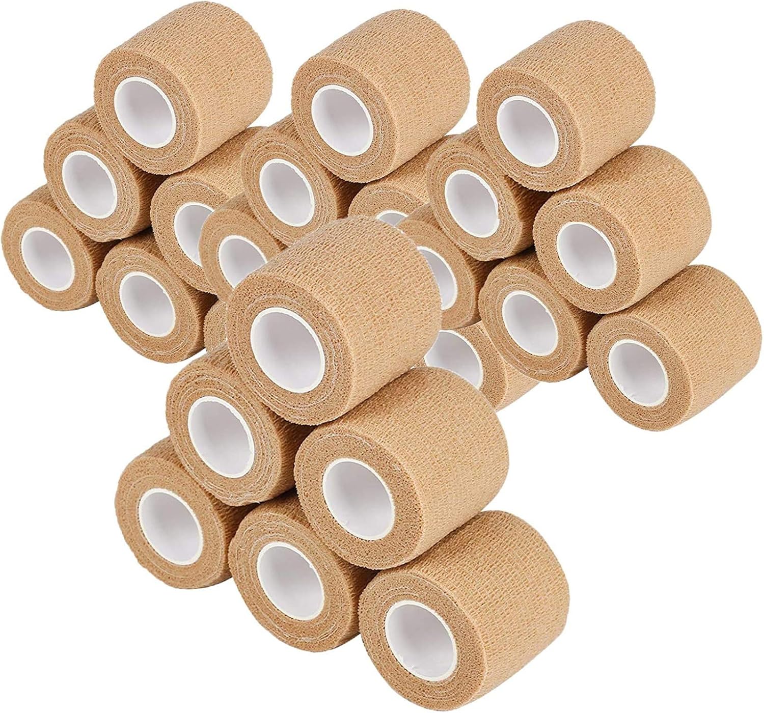 24 Packs Self Adherent Cohesive Wrap Bandages 2'' Wide, 5 Yards, First Aid Tape,Elastic Self Adhesive Tape,All Sports Athletic Tape, Non-Woven Bandage,Breathable Wound Tape,Skin Colour Athletic Tape