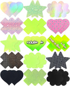 15 Pairs Nipple Pasties Rave Nipple Covers for Women Thin Heart Star X Breast Stickers