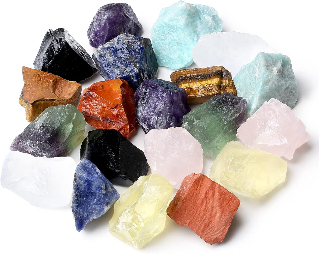 MAIBAOTA Natural Chakra Crystals Bulk Raw Healing Crystal Stones 1" Raw Rough Gemstones Rocks for Tumbling Polishing Cutting Reiki Witch Quartz Crystals