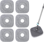 Square Microfiber Mop Pads Compatible with True & Tidy True Spin Mop - Mop Replacement Pads for Square Spin Mop and Bucket - Washable Pads fit for All 9 Inch Square Spin Mop (6 Pack)