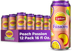 Lipton Fusions, Peach Passion Fruit Lemonade Iced Tea, 16 Fl Oz Cans (Pack of 12)