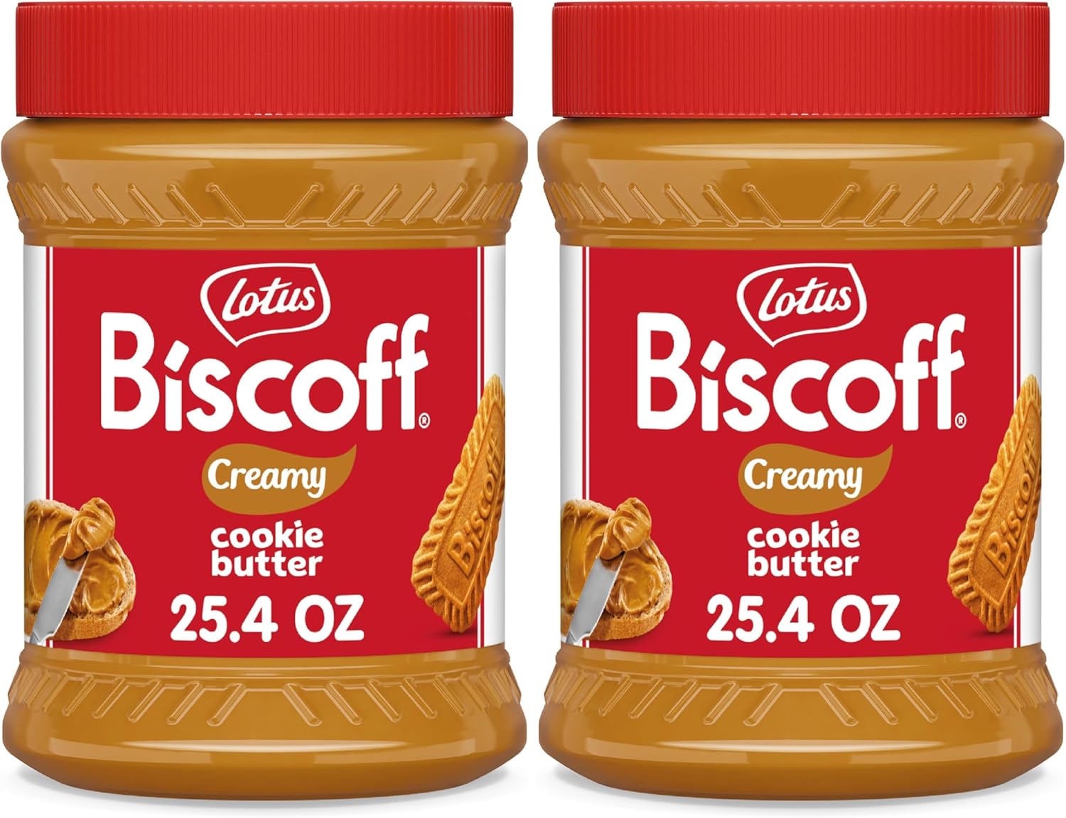 Lotus Biscoff Cookie Butter Spread, Creamy, non GMO + Vegan, 25.4oz (Pack of 2)