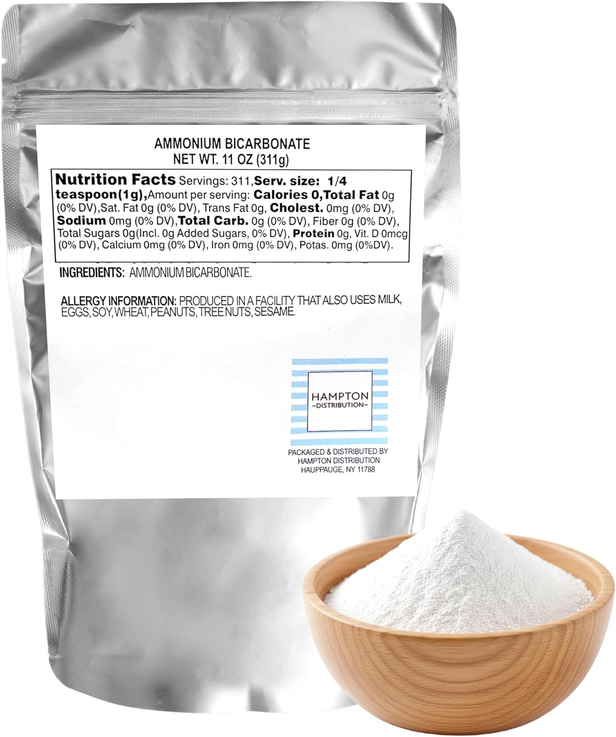 Ammonium Bicarbonate, 11 Ounce Resealable Bag, Hampton Distribution