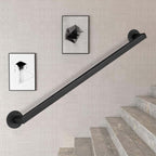 30-600cm Metal Staircase Handrail, Non-Slip Bar Foot Rail Indoor Outdoor Stairs Banister Railing Support Rod with Wrought Iron Brackets and Screws, Wall Support Hand Railings(9.2 FT)