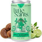 Little Saints Non-Alcoholic Spicy Margarita Mocktail | Bold Citrus & Slow Burn | Crafted with Reishi Mushroom & Adaptogens for Calm & Ease | 5 Calories | Sugar Free, 12-Pack 8oz Cans