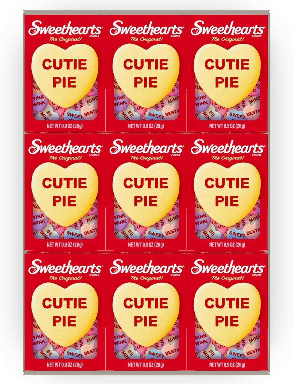Sweethearts Conversation Hearts Candy Bulk Boxes - Valentine's Day Bulk Candy Hearts for Classroom and Parties, Gluten-Free, Individual Boxes for Sharing - 36 Count Tray
