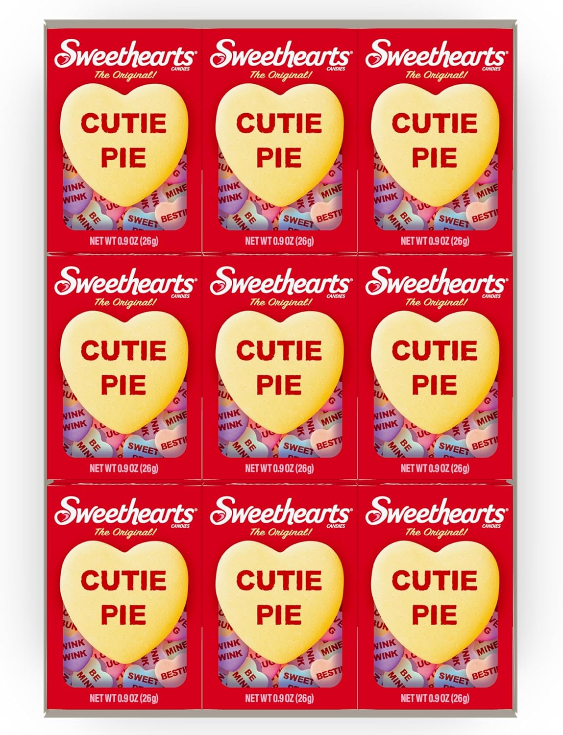 Sweethearts Conversation Hearts Candy Bulk Boxes - Valentine's Day Bulk Candy Hearts for Classroom and Parties, Gluten-Free, Individual Boxes for Sharing - 36 Count Tray
