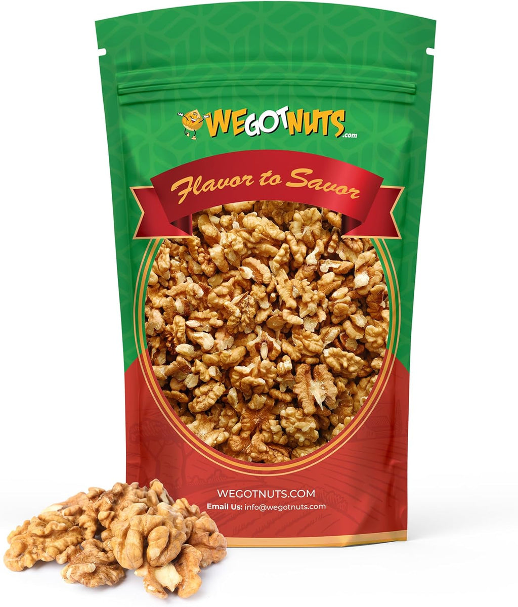 California Raw Walnuts- 4 Pounds, Resealable Package-Fresh, No Shell, Unsalted-All Natural Dry Halves and Chopped Pieces-For Snacking, Kids, Baking Brownies, Diet- Kosher Certified- by We Got Nuts