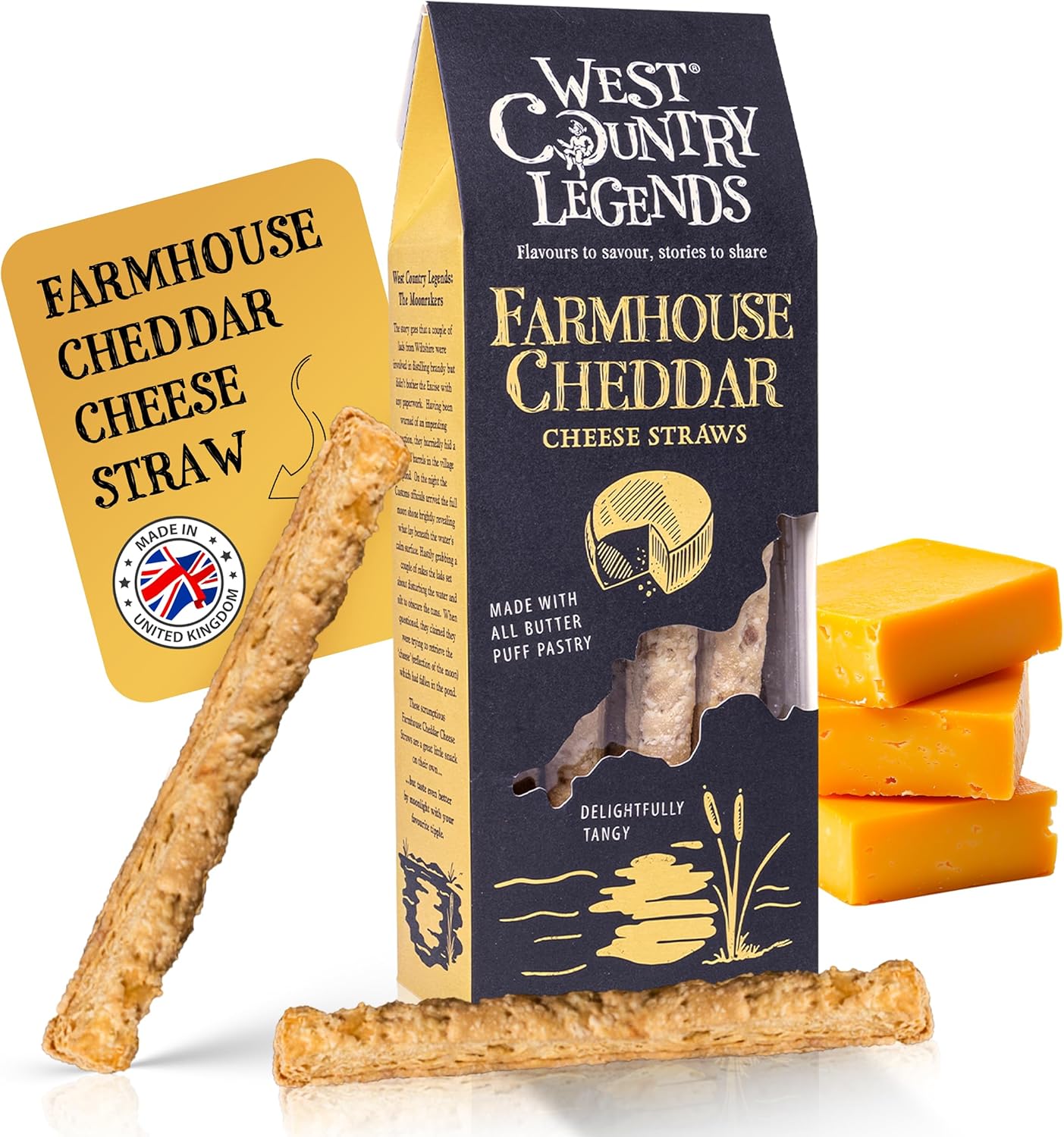West Country Legends Cheese Straws 100g – Traditional Cheddar Cheese Straws Cheddar Southern Style Snack – Oven Baked Breadsticks Made with Butter Puff Pastry – Savory Bread Sticks Snacks Gourmet Bakery Treat – Pack of 1