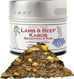 Lamb & Beef Kabob Seasoning | Authentic Gourmet Spice Blend | All Natural, Non GMO | Hand Made, Small Batch | Made in USA | Artisanal Kabob & Meat Rub | GLP-1 Friendly | No MSG, Gluten, Artificial Anything | Magnetic Tin | Gustus Vitae
