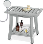 KingPavonini HDPS Shower Benches for Inside Shower to Sit on, Waterproof Shower Stool for Shaving Legs, Heavy Duty 400LBS Shower Seat with Storage Shelf, Shower Chair for Bathroom/Indoor/Outdoor Use