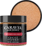 Ghost Pepper Sea Salt for Cooking, Grilling, and Finishing – Chili-Infused Spicy Seasoning Gourmet Salt for Meats and Veggies – 5 oz Jar by Caravel Gourmet