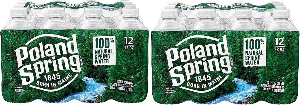 24 x Poland Spring Brand 100% Natural Spring Water, 12 fl oz. Plastic Bottles by MIALO Trusted Trader