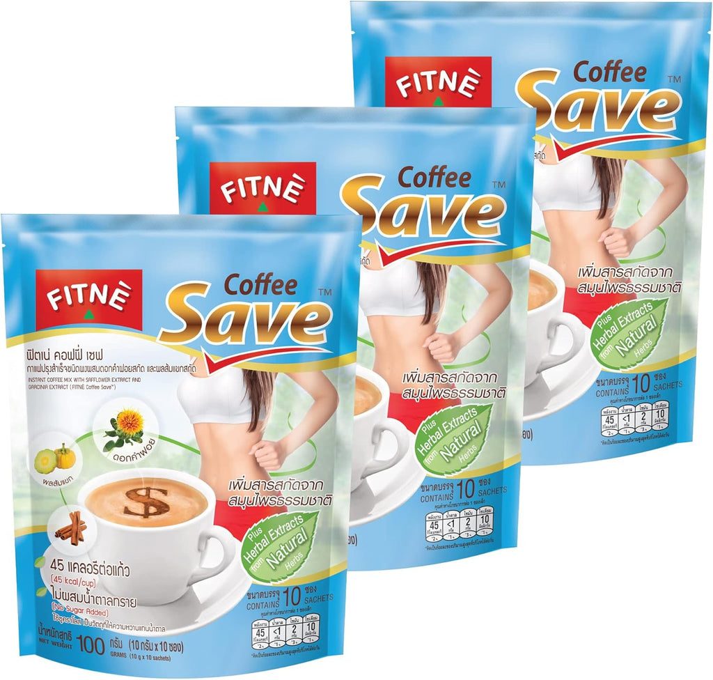 FITNE Instant 3 In 1 Coffee Packets Mix With Herbs Cinnamon Garcinia Safflower Spice Latte Smooth Blend No Sugar Sucralose Sweetener, 30 Sachets