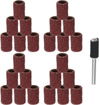 FRCOLOR 100pcs 80 Grit Sanding Drum Sleeves with 3.17mm Mandrel Mini Sandpaper Bands for Rotary Tool Sanding Drum Accessories Metal Rust Removal and Wood Polishing