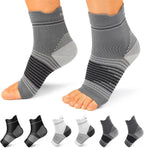 6 Pairs Plantar Fasciitis Socks for Men & Women, Ankle Brace Compression Socks with Arch Support for Achilles Tendonitis, Heel Pain, Swelling & Arthritis Relief, Black, Gray, White, Medium