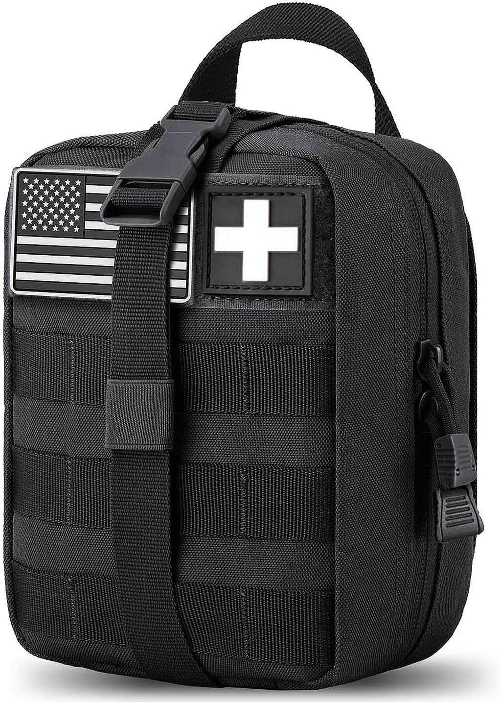 Molle medical pouch ifak bag first aid kit tactical pouch empty emt med belt pouch rip away small rescue trauma pouches (Black)
