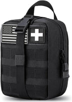 Molle medical pouch ifak bag first aid kit tactical pouch empty emt med belt pouch rip away small rescue trauma pouches (Black)