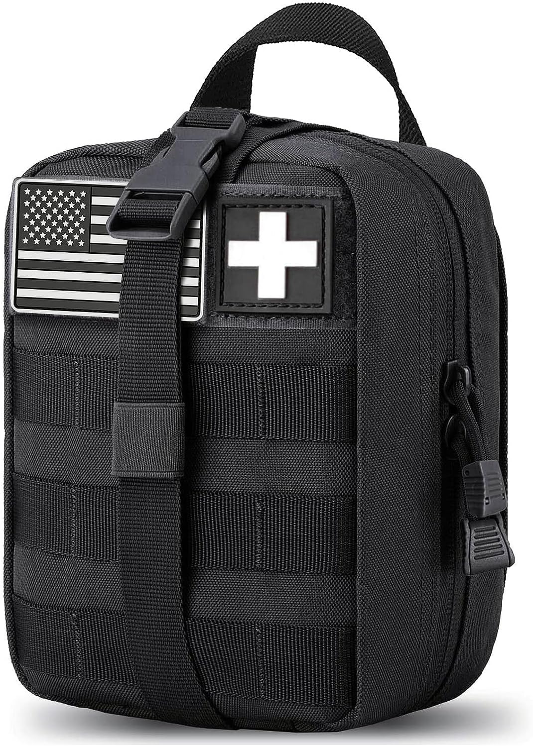 Molle medical pouch ifak bag first aid kit tactical pouch empty emt med belt pouch rip away small rescue trauma pouches (Black)